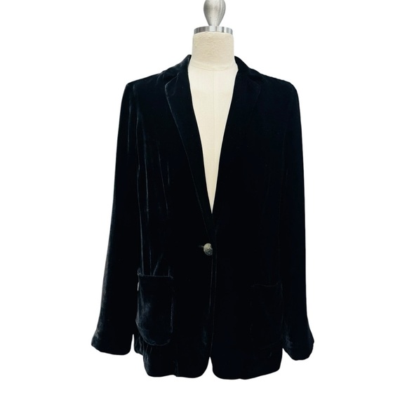 J. Jill Jackets & Blazers - J.Jill Velvet Blazer Jacket Women’s Size S Black Silk Blend